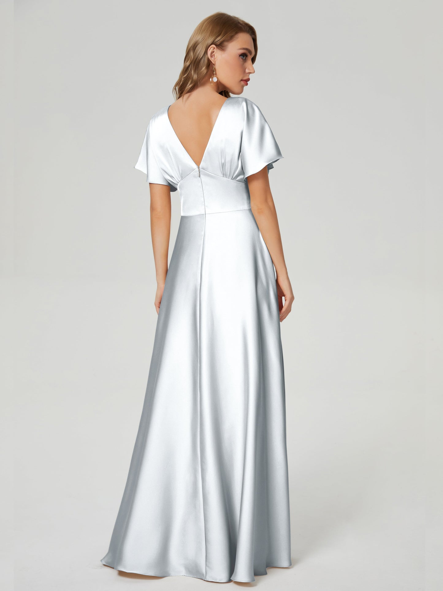 Ariah V-neck Short Sleeves Soft Satin Bridesmaid Dress