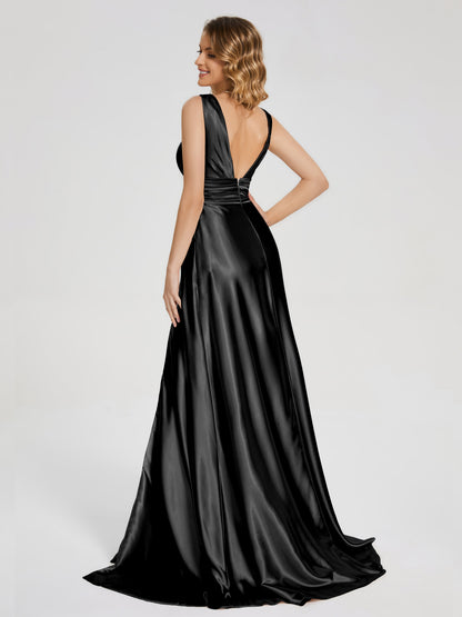 Kali V-neck V-back Soft Satin Bridesmaid Dress with Training