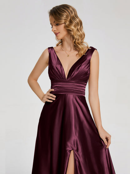 Kali V-neck V-back Soft Satin Bridesmaid Dress with Training