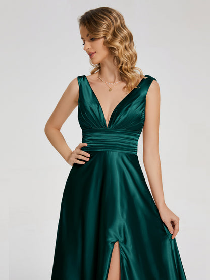 Kali V-neck V-back Soft Satin Bridesmaid Dress with Training