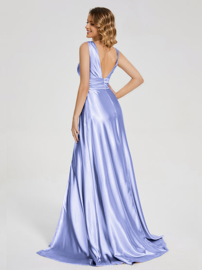 Kali V-neck V-back Soft Satin Bridesmaid Dress with Training