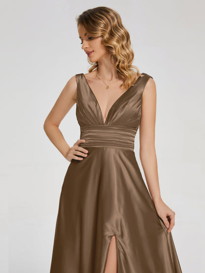 Kali V-neck V-back Soft Satin Bridesmaid Dress with Training