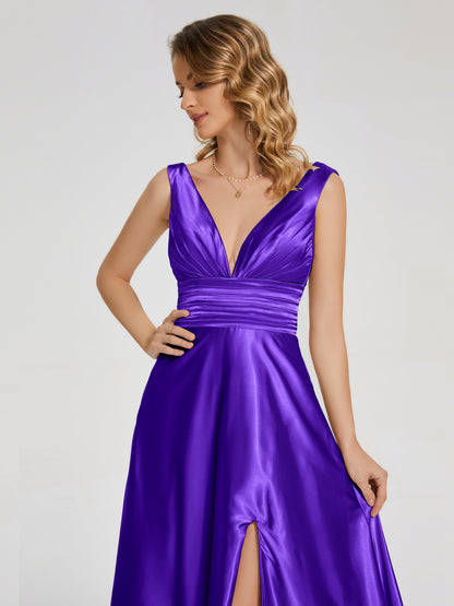 Kali V-neck V-back Soft Satin Bridesmaid Dress with Training