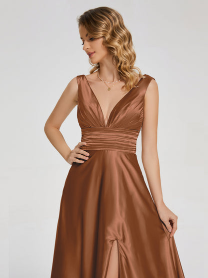 Kali V-neck V-back Soft Satin Bridesmaid Dress with Training