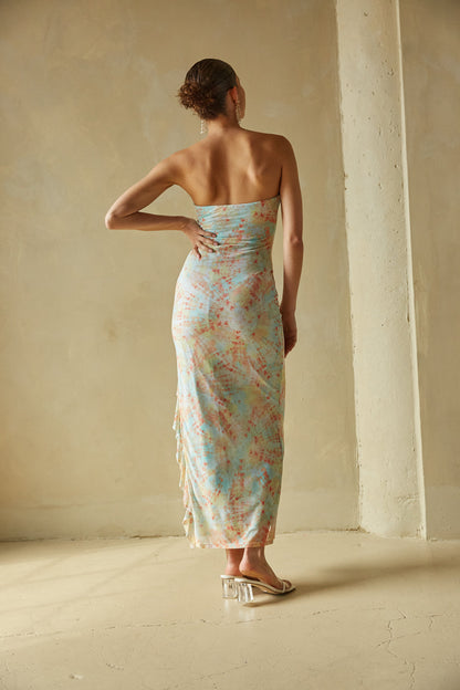 Yvette Ruffles Tube Maxi Dress