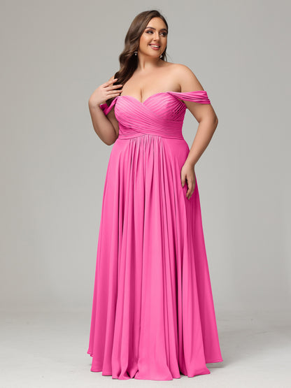 A-line Sweetheart neckline Chiffon-Bridesmaid Dress Plus Size