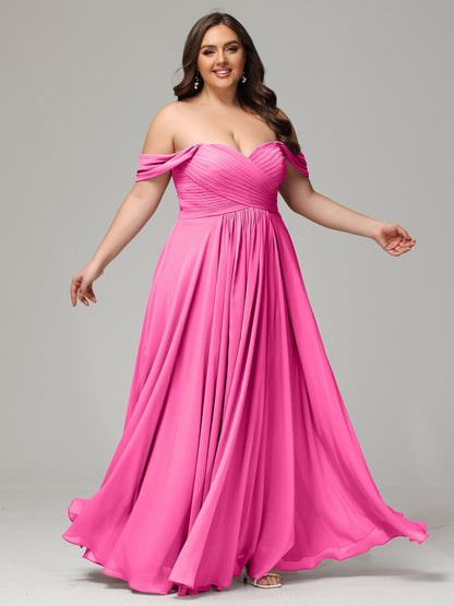 A-line Sweetheart neckline Chiffon-Bridesmaid Dress Plus Size