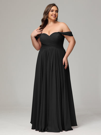 A-line Sweetheart neckline Chiffon-Bridesmaid Dress Plus Size