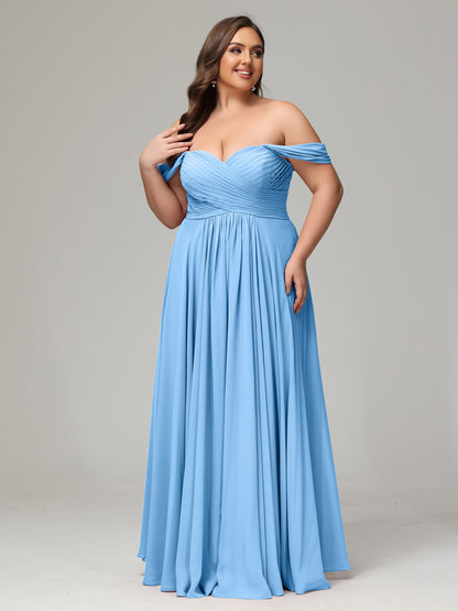 A-line Sweetheart neckline Chiffon-Bridesmaid Dress Plus Size