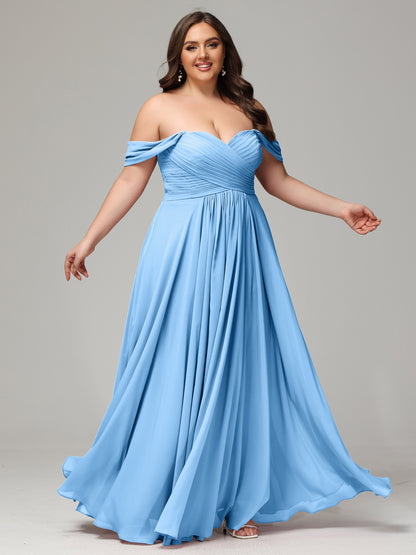 A-line Sweetheart neckline Chiffon-Bridesmaid Dress Plus Size