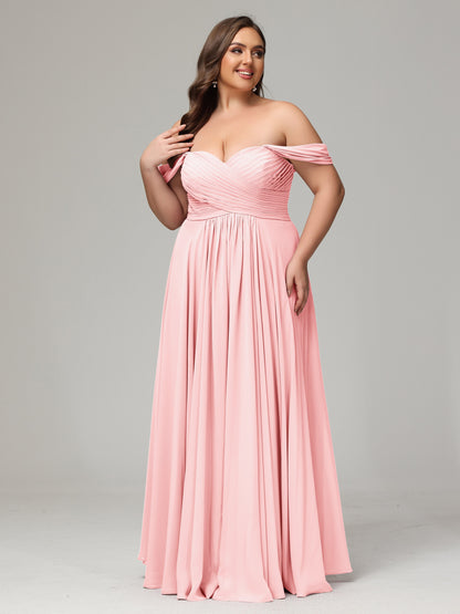 A-line Sweetheart neckline Chiffon-Bridesmaid Dress Plus Size