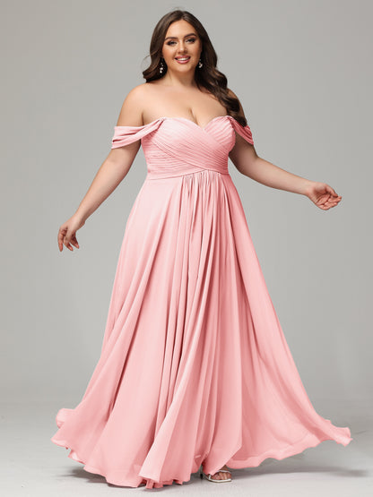 A-line Sweetheart neckline Chiffon-Bridesmaid Dress Plus Size