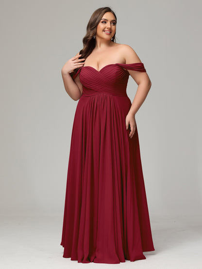 A-line Sweetheart neckline Chiffon-Bridesmaid Dress Plus Size