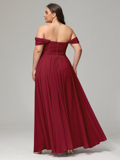 A-line Sweetheart neckline Chiffon-Bridesmaid Dress Plus Size