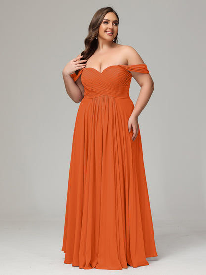 A-line Sweetheart neckline Chiffon-Bridesmaid Dress Plus Size