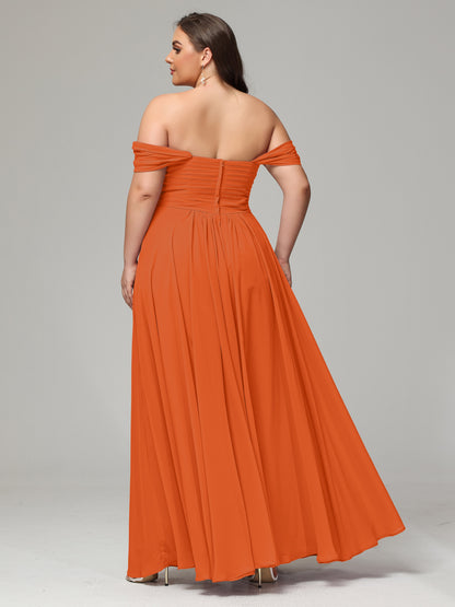 A-line Sweetheart neckline Chiffon-Bridesmaid Dress Plus Size