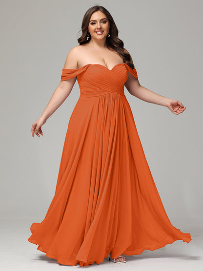 A-line Sweetheart neckline Chiffon-Bridesmaid Dress Plus Size
