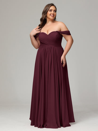 A-line Sweetheart neckline Chiffon-Bridesmaid Dress Plus Size
