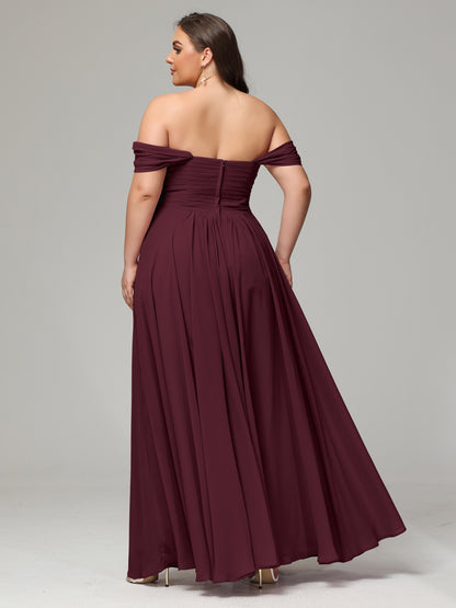 A-line Sweetheart neckline Chiffon-Bridesmaid Dress Plus Size