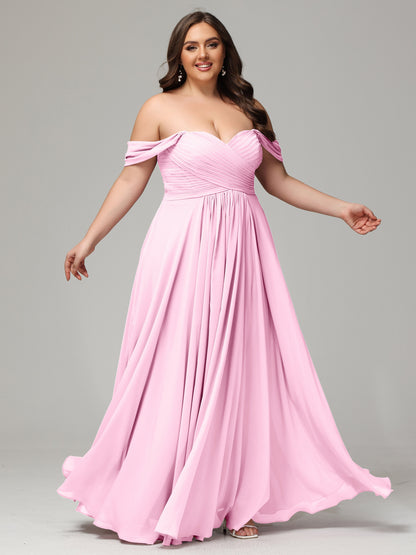 A-line Sweetheart neckline Chiffon-Bridesmaid Dress Plus Size