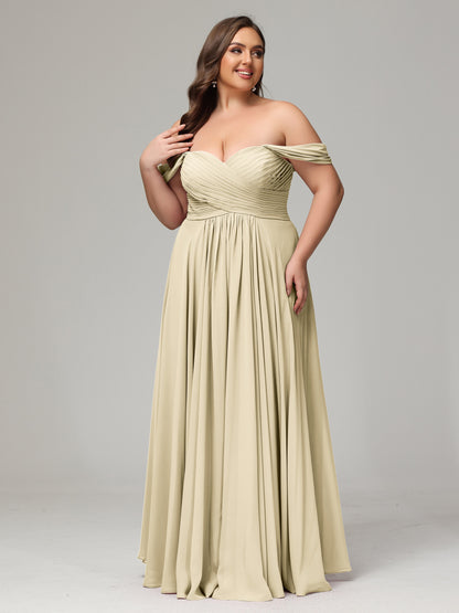 A-line Sweetheart neckline Chiffon-Bridesmaid Dress Plus Size
