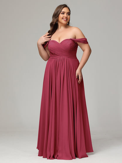 A-line Sweetheart neckline Chiffon-Bridesmaid Dress Plus Size