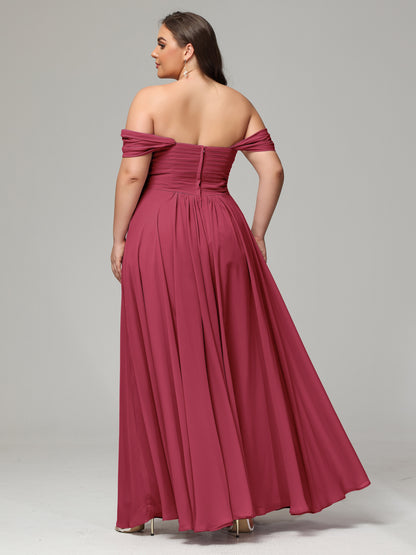 A-line Sweetheart neckline Chiffon-Bridesmaid Dress Plus Size