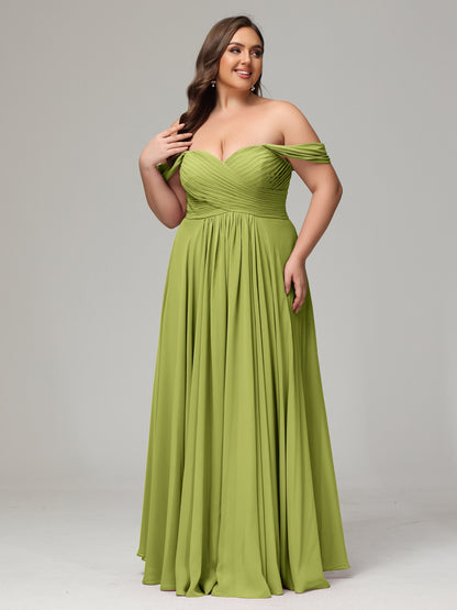 A-line Sweetheart neckline Chiffon-Bridesmaid Dress Plus Size