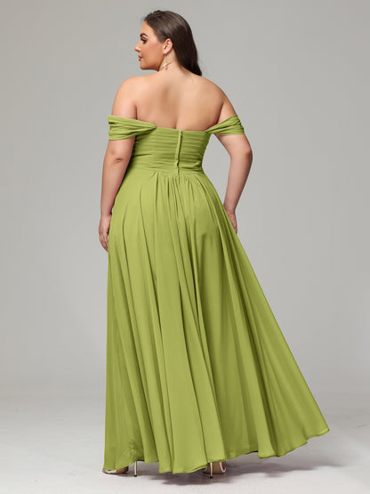 A-line Sweetheart neckline Chiffon-Bridesmaid Dress Plus Size