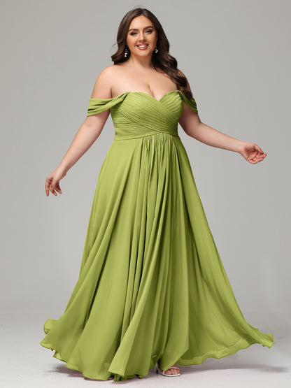 A-line Sweetheart neckline Chiffon-Bridesmaid Dress Plus Size