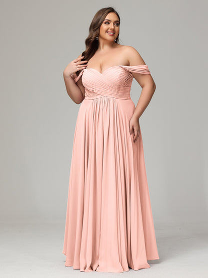 A-line Sweetheart neckline Chiffon-Bridesmaid Dress Plus Size
