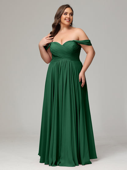 A-line Sweetheart neckline Chiffon-Bridesmaid Dress Plus Size