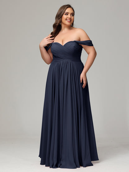A-line Sweetheart neckline Chiffon-Bridesmaid Dress Plus Size