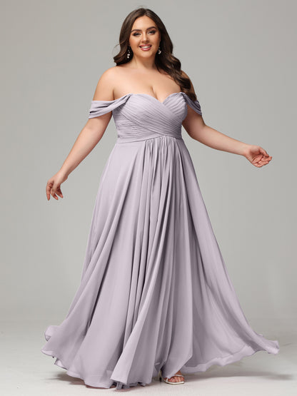 A-line Sweetheart neckline Chiffon-Bridesmaid Dress Plus Size