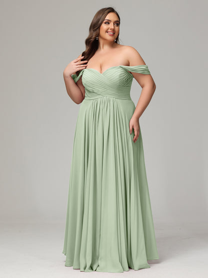 A-line Sweetheart neckline Chiffon-Bridesmaid Dress Plus Size