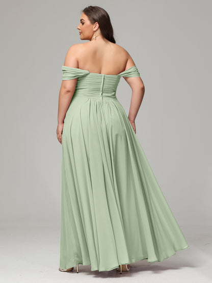 A-line Sweetheart neckline Chiffon-Bridesmaid Dress Plus Size