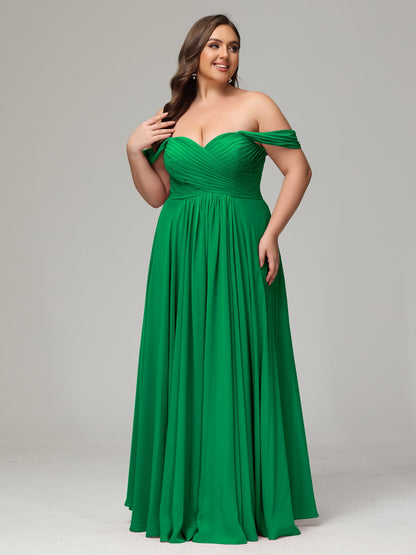 A-line Sweetheart neckline Chiffon-Bridesmaid Dress Plus Size
