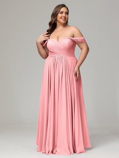 A-line Sweetheart neckline Chiffon-Bridesmaid Dress Plus Size