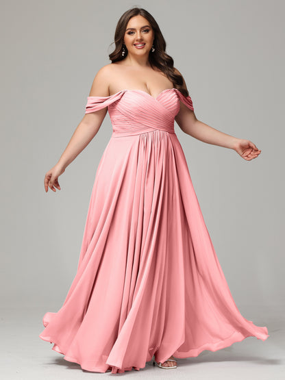 A-line Sweetheart neckline Chiffon-Bridesmaid Dress Plus Size