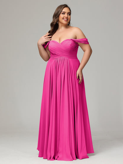 A-line Sweetheart neckline Chiffon-Bridesmaid Dress Plus Size