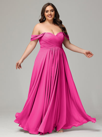 A-line Sweetheart neckline Chiffon-Bridesmaid Dress Plus Size