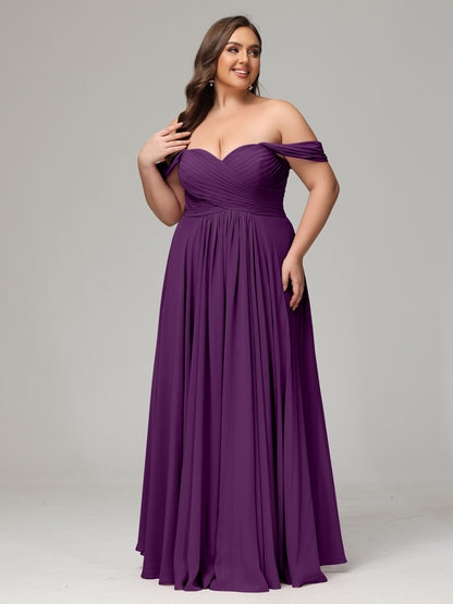 A-line Sweetheart neckline Chiffon-Bridesmaid Dress Plus Size