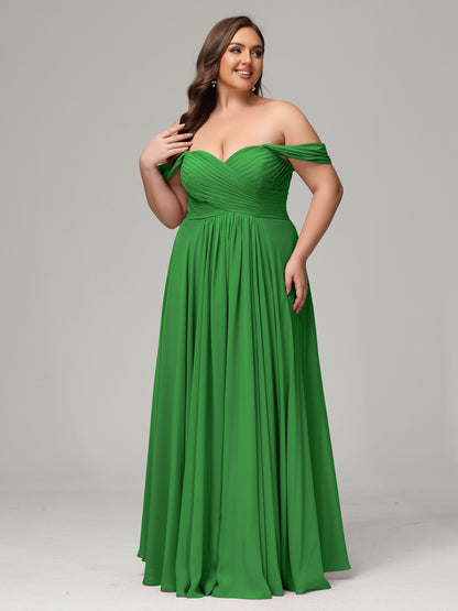 A-line Sweetheart neckline Chiffon-Bridesmaid Dress Plus Size