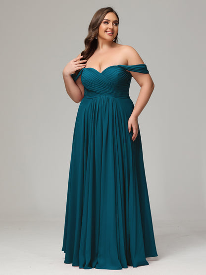 A-line Sweetheart neckline Chiffon-Bridesmaid Dress Plus Size