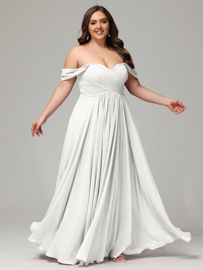 A-line Sweetheart neckline Chiffon-Bridesmaid Dress Plus Size