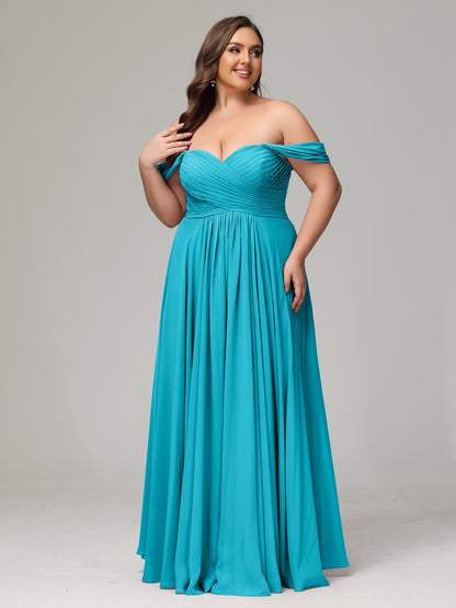 A-line Sweetheart neckline Chiffon-Bridesmaid Dress Plus Size
