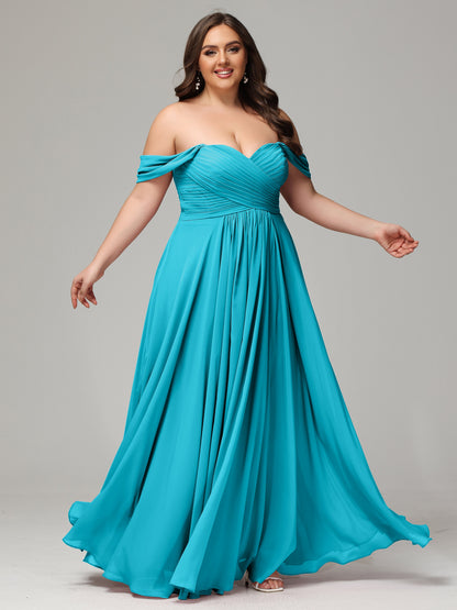 A-line Sweetheart neckline Chiffon-Bridesmaid Dress Plus Size