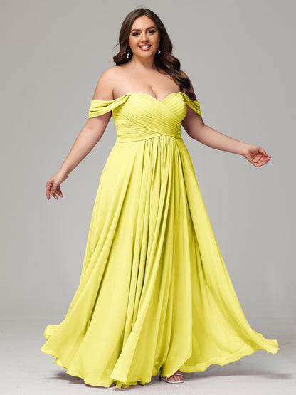 A-line Sweetheart neckline Chiffon-Bridesmaid Dress Plus Size