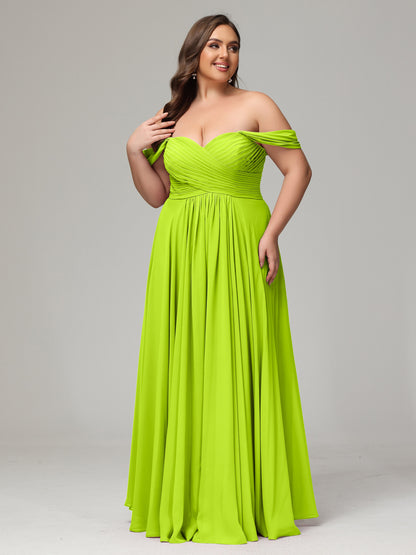 A-line Sweetheart neckline Chiffon-Bridesmaid Dress Plus Size