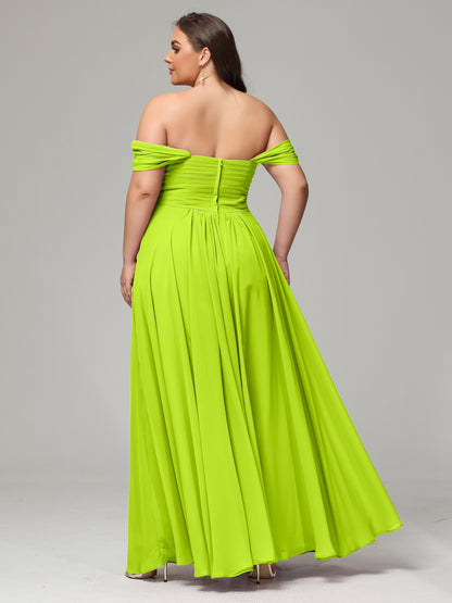 A-line Sweetheart neckline Chiffon-Bridesmaid Dress Plus Size